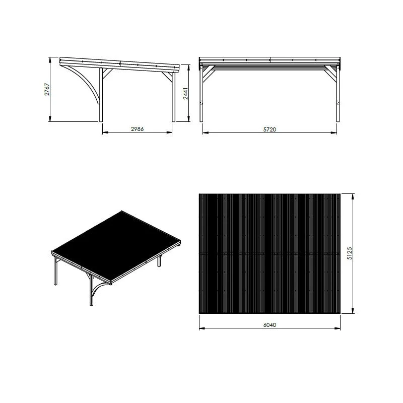 Carport Double 30,9m² En Bois Autoclave Victor Modern - Forest Style – Image 4