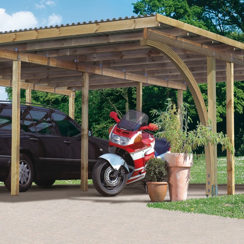 Carport Double Eco2 + Toit PVC 38,25m²+ 2 Arcs D’entrée - Karibu – Image 2