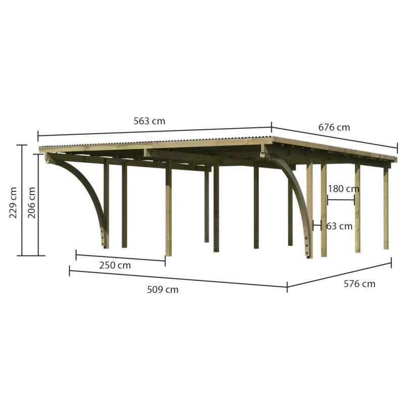 Carport Double Eco2 + Toit PVC 38,25m²+ 2 Arcs D’entrée - Karibu – Image 3