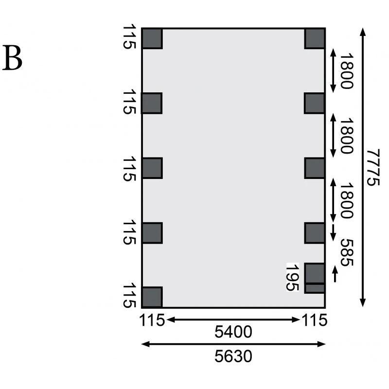 Carport Double En Bois Autoclave 50,9m² Avec Poteau En Arc Et Toit En PVC Gris – KARIBU – Image 4