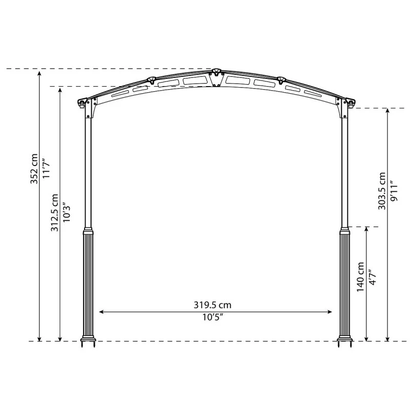 Carport En Alu Gris Et Polycarbonate 1 Voiture 23,3m² Arcadia Alpine 6400 - Canopia – Image 5