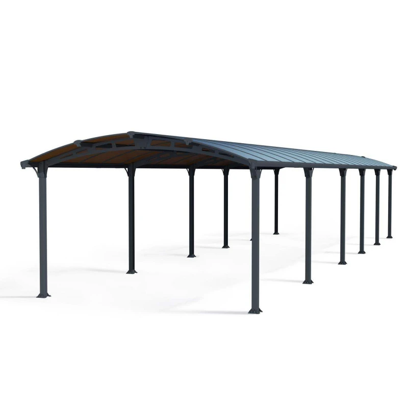 Carport En Alu Gris Et Polycarbonate 46,3m² Arcadia™ 12700 – Canopia – Image 2