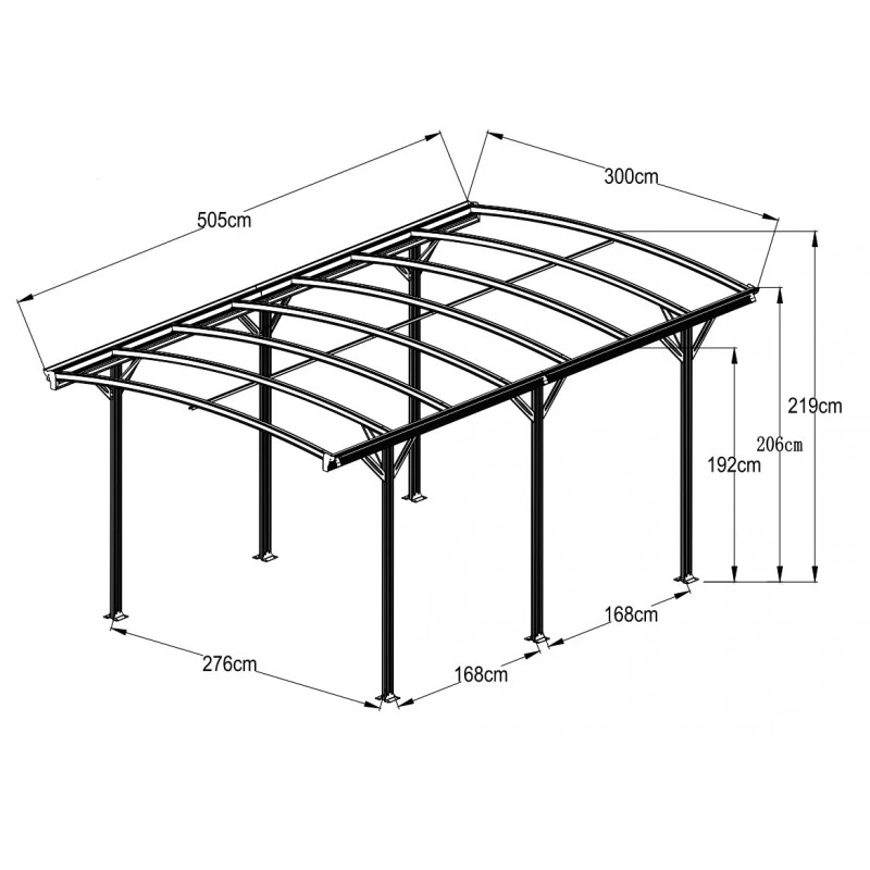 Carport En Aluminium Blanc 3x5,05m Et Polycarbonate 6mm X-METAL – Image 3