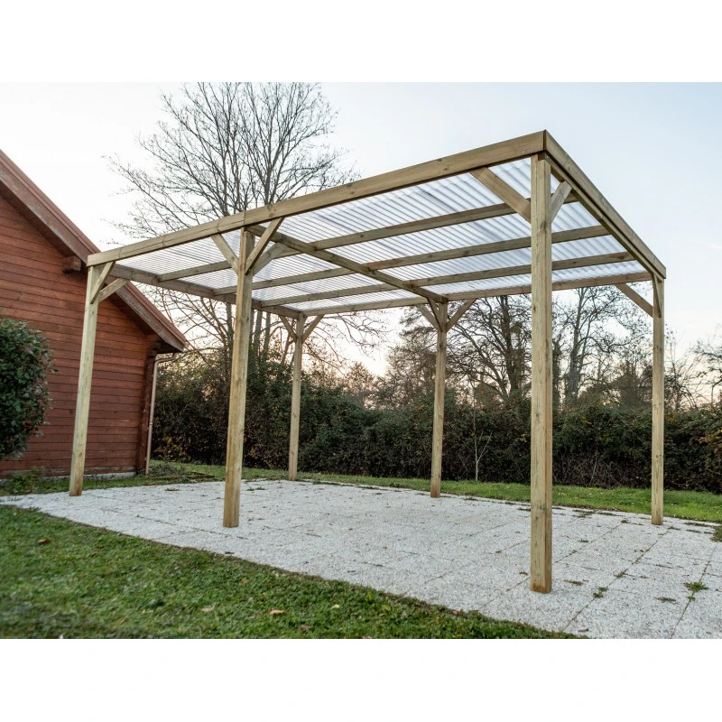 Carport En Pin Traité Autoclave 15m² Avec Couverture PVC Habrita – Image 3