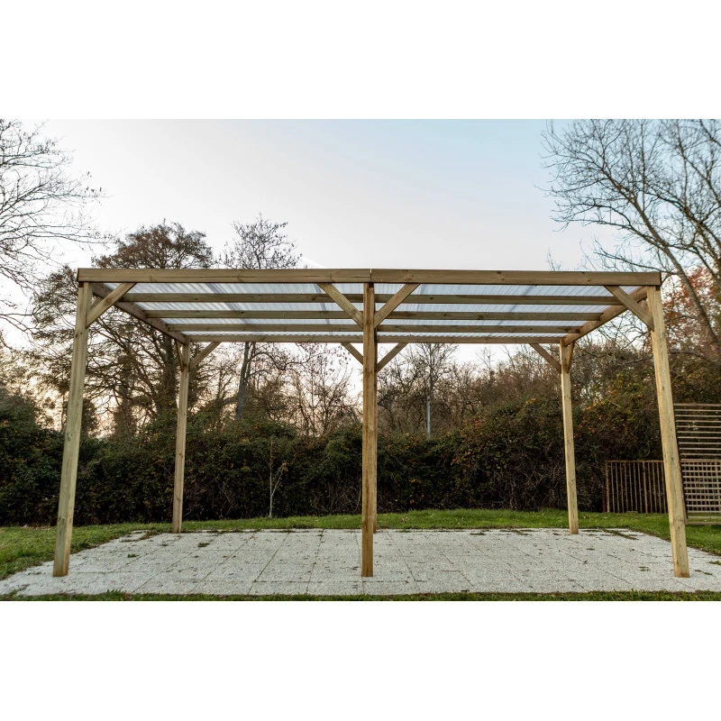Carport En Pin Traité Autoclave 15m² Avec Couverture PVC Habrita – Image 4