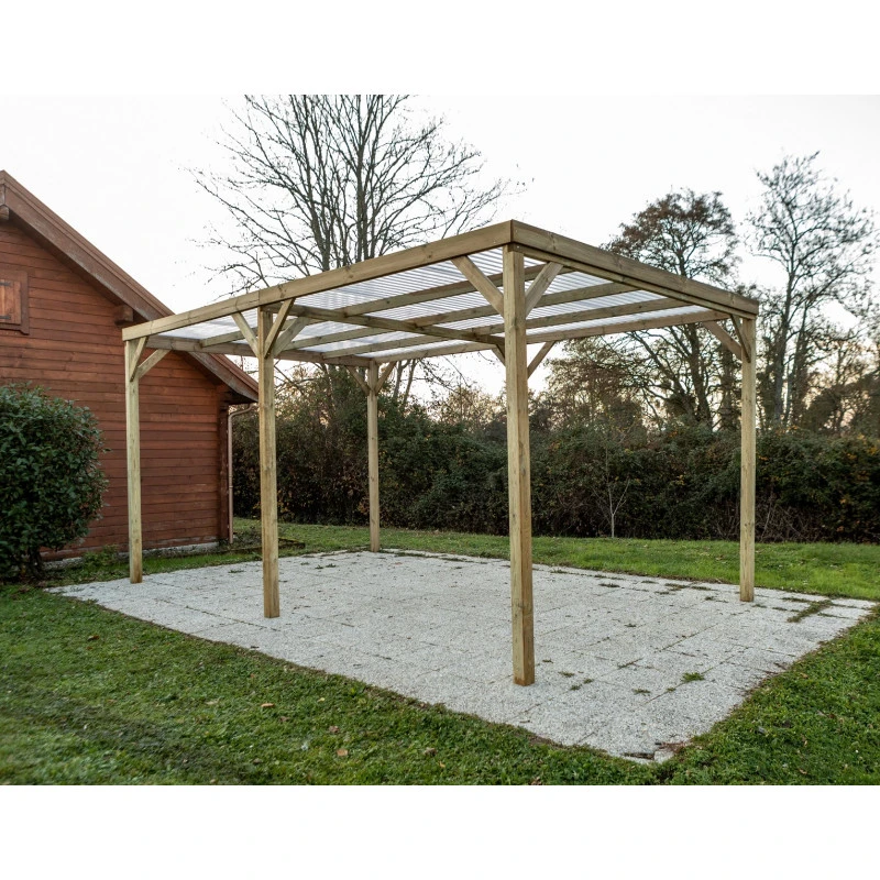 Carport En Pin Traité Autoclave 15m² Avec Couverture PVC Habrita – Image 5