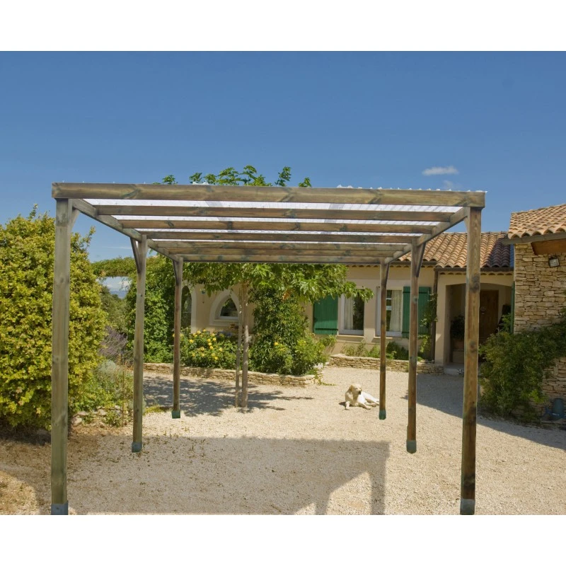 Carport En Pin Traité Autoclave 15m² Avec Couverture PVC Habrita – Image 6