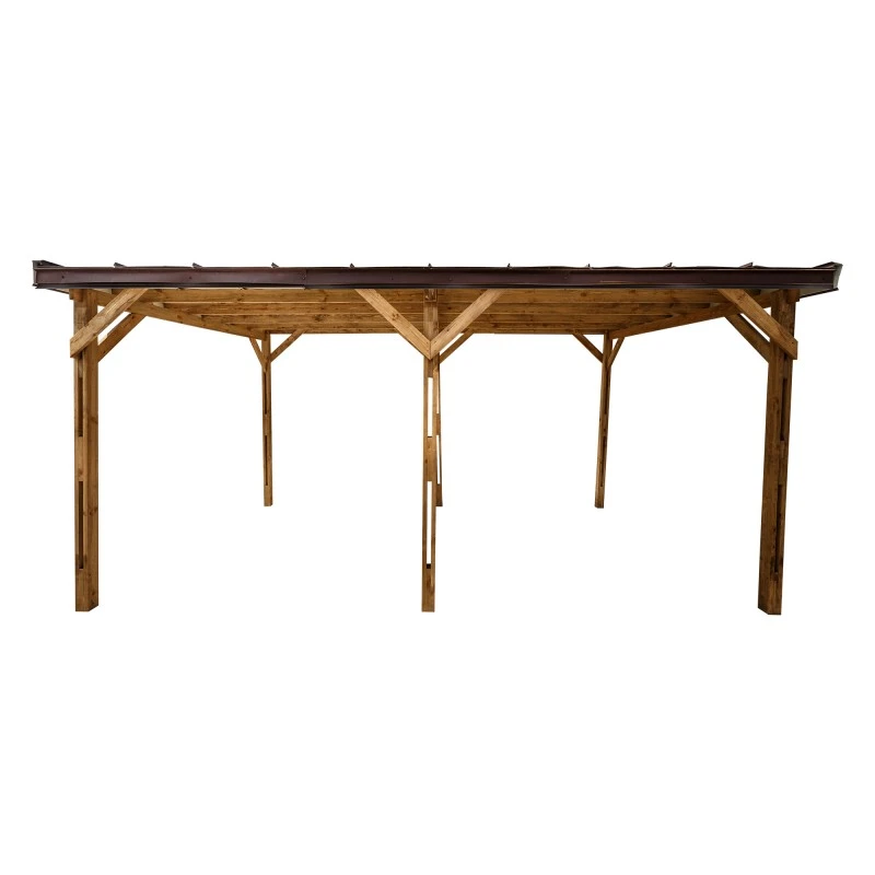 Carport Monopente En Bois 15,6m² Traité Marron - Gardy Shelter – Image 2