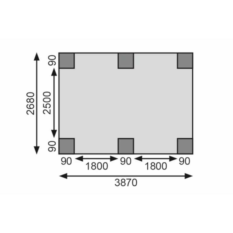 Carport Simple En Bois Autoclave Avec Toit PVC Et 2 Arcs D'entrée 14,9m² - 304x490cm - Karibu – Image 6