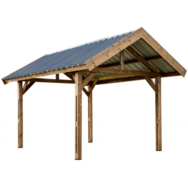 Carport THURAC 17,89m² En Bois Massif Avec Toit Bac Acier HABRITA – Image 2