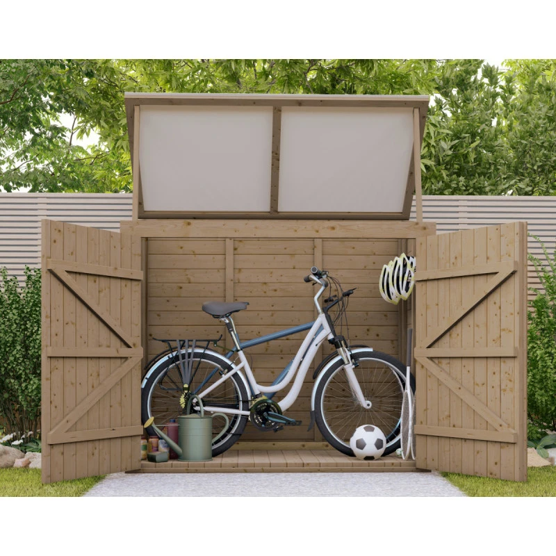 Coffre De Jardin En Bois Traité 28mm 2000L ALTO Blanc - Gardy Shelter – Image 5