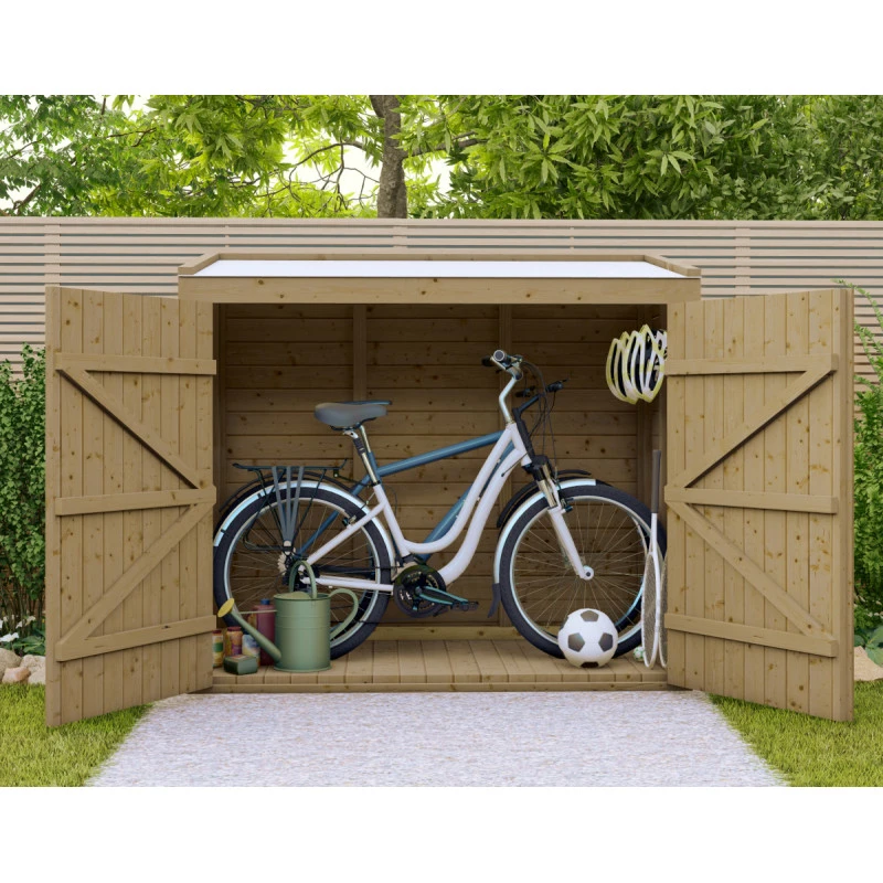Coffre De Jardin En Bois Traité 28mm 2000L ALTO Blanc - Gardy Shelter – Image 6