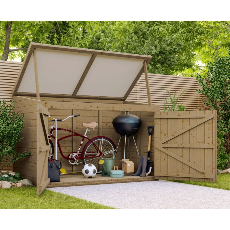 Coffre De Jardin En Bois Traité 28mm 2000L LARGO Blanc - Gardy Shelter – Image 5