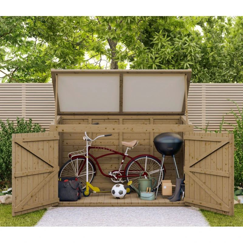 Coffre De Jardin En Bois Traité 28mm 2000L LARGO Blanc - Gardy Shelter