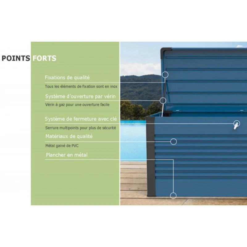 Coffre De Rangement En Métal Bleu 750L Patio Box 1,06m² TRIMETALS – Image 5