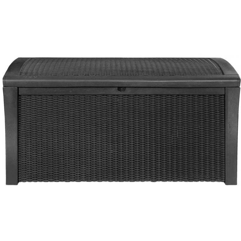 Keter Coffre En Résine Imitation Rotin Tressé Et Bois 400L Anthracite RIO – Image 3