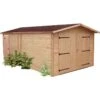 Garage En Douglas DENIS 21,15m² Madriers 28mm + Couverture Onduline - HABRITA