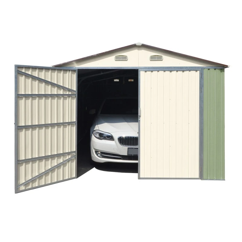 Garage Double Portes Vert Pâle Et Crème 18m² + Kit D'ancrage X-METAL – Image 4