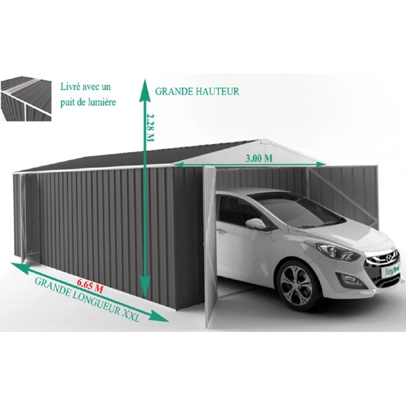 Garage En Acier Zincalume Colorbond 20,1m² Grande Hauteur EASYSHED – Image 5