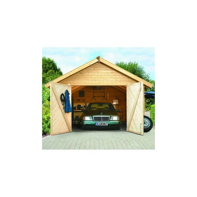 Garage En Bois Certifié 20,78m² - Madriers 40mm – Karibu – Image 4