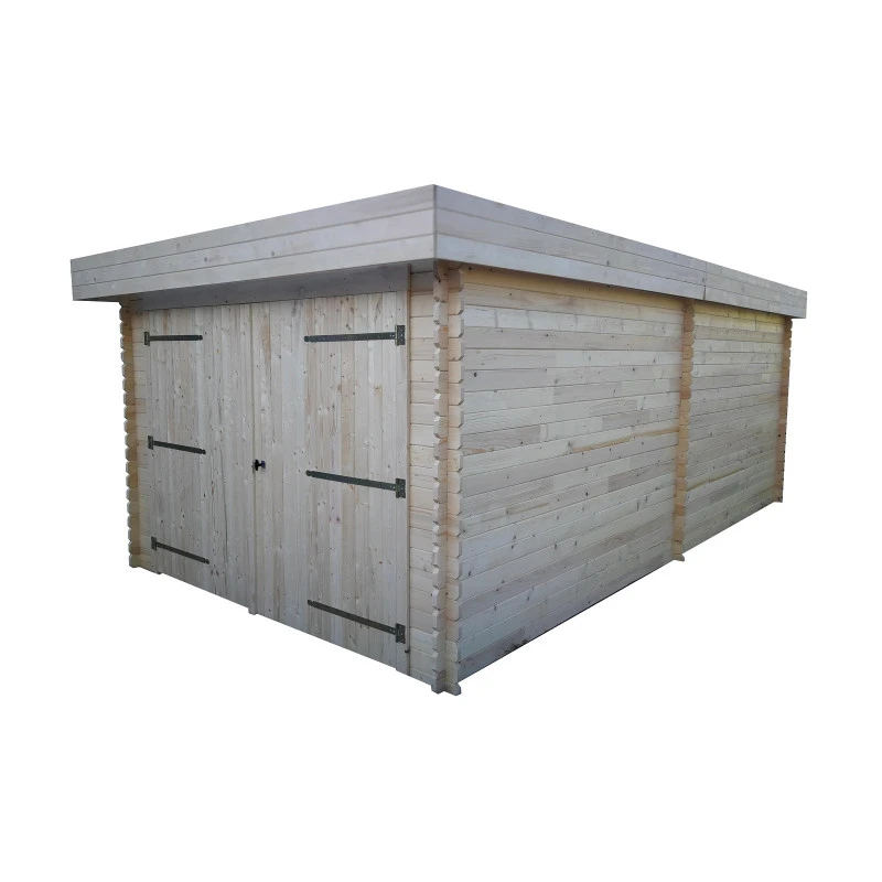 Garage En Bois Massif 21,46m² – Madriers 28mm – Toiture En Bac Acier – Habrita – Image 4