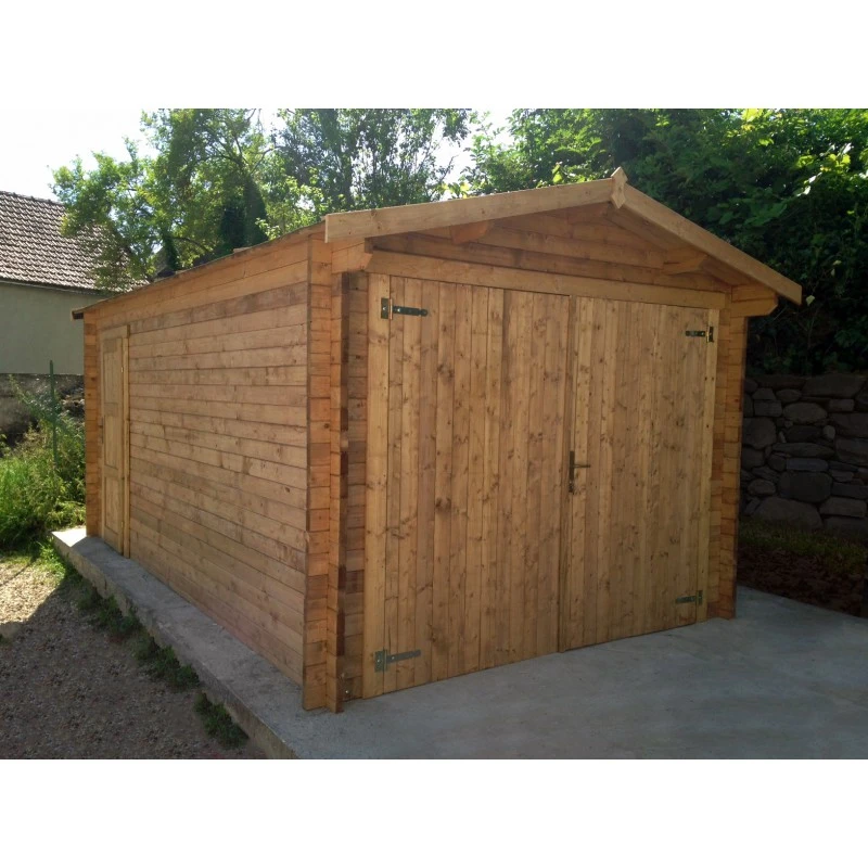 Garage En Bois Massif 40mm Traité Teinté Marron Gardy Shelter – Image 2