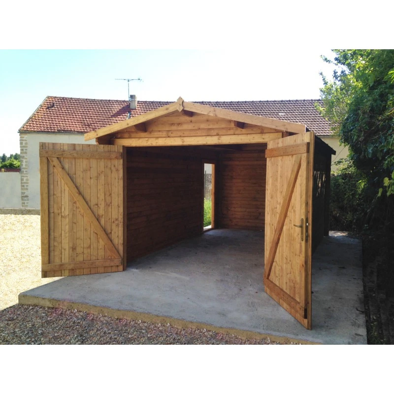 Garage En Bois Massif 40mm Traité Teinté Marron Gardy Shelter – Image 4