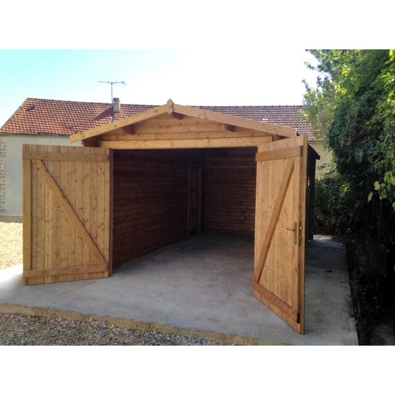 Garage En Bois Massif 40mm Traité Teinté Marron Gardy Shelter – Image 6