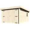Garage Galan Toit Plat 16,79m² Madriers 28mm Avec Double Porte Battante + Porte Latérale Vitrée – Décor Et Jardin