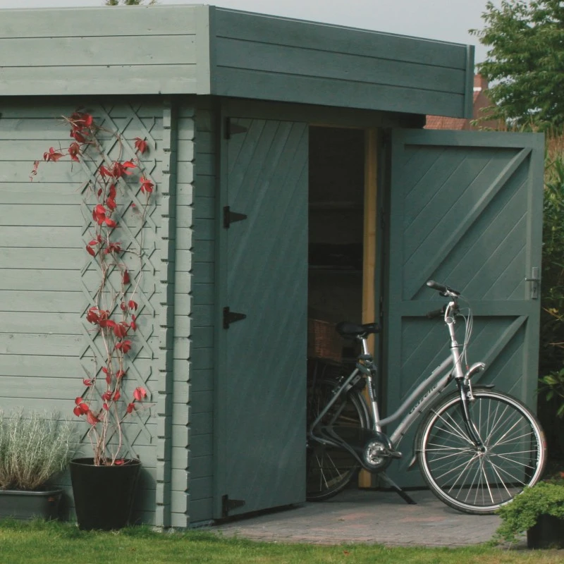 Garage Toit Plat En Bois Massif 19,26m² Madriers 40mm SOLID – Image 2