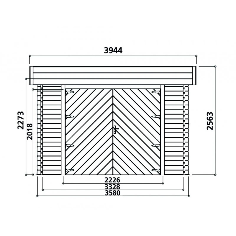 Garage Toit Plat En Bois Massif 19,26m² Madriers 40mm SOLID – Image 6