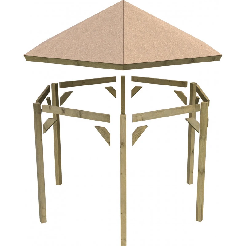 Kiosque Hexagonal En Bois Autoclave Oslo 2 – Diam. 3,70m – Avec Shingles – Karibu – Image 5
