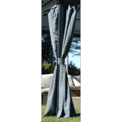 Kit De 4 Rideaux En Polyester Gris Anthracite Pour Pergola Gaïa - Couleurs Du Monde