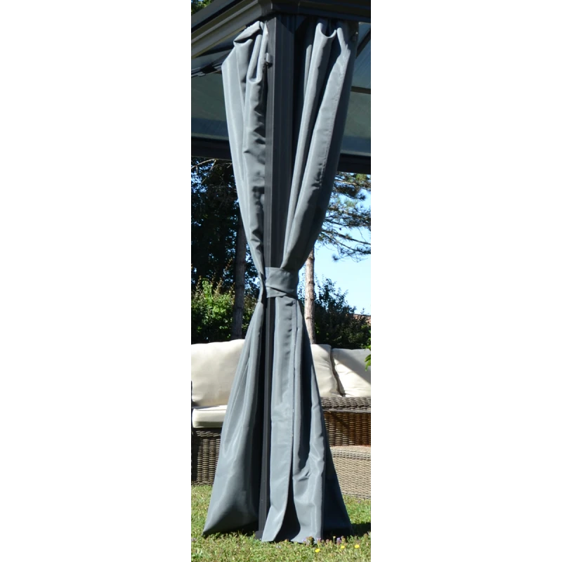 Kit De 4 Rideaux En Polyester Gris Anthracite Pour Pergola Gaïa - Couleurs Du Monde