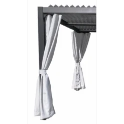 Kit De 4 Rideaux En Polyester Gris Perle Pour Pergola Denver - Couleurs Du Monde