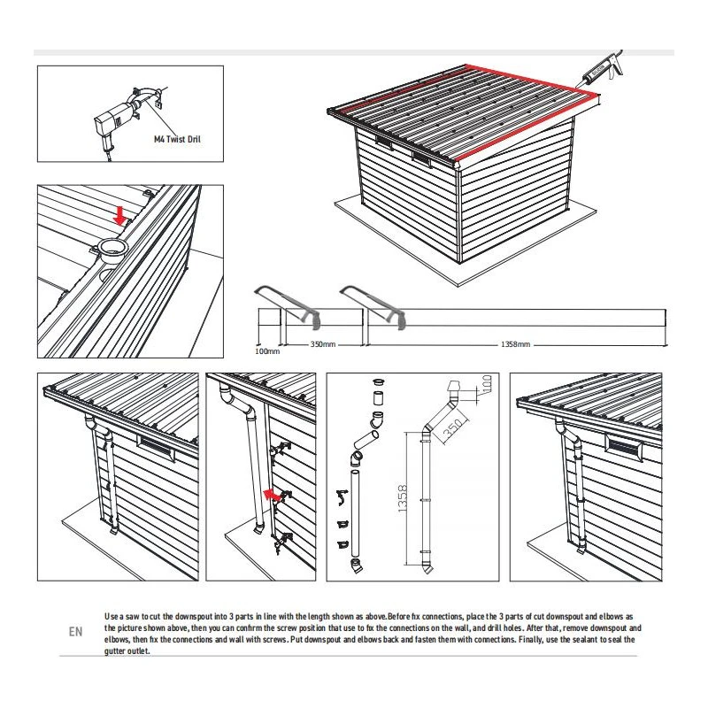 Kit Gouttières Anthracite - Pack Prêt à La Pose Pour Abri PREMIUM Woodlife Garden Monopente De Largeur 3m – Image 2