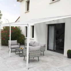 Pergola Adossée 435x300cm En Aluminium Blanc Et Polycarbonate 4mm CIELO - DCB Garden
