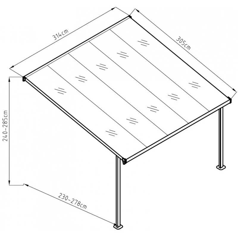 Pergola Adossée Ajustable - Toit De Terrasse En Alu 3,05x3,14m X-METAL – Image 3