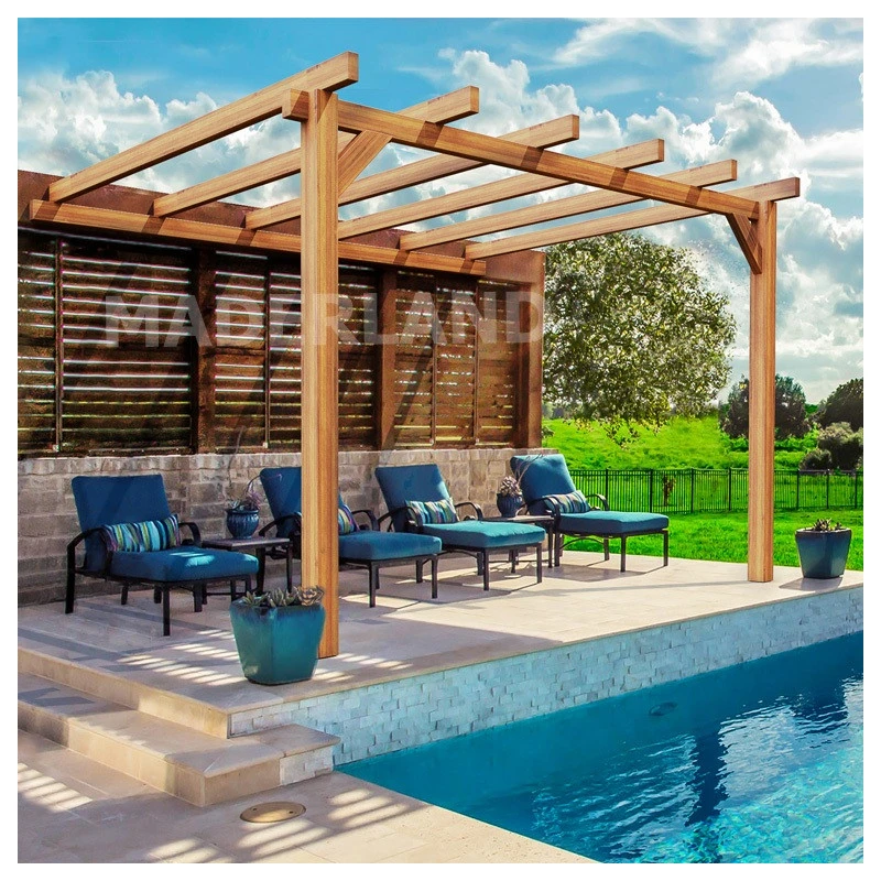 Pergola Adossée En Bois Lamellé-collé 300x300cm Andorra – Maderland