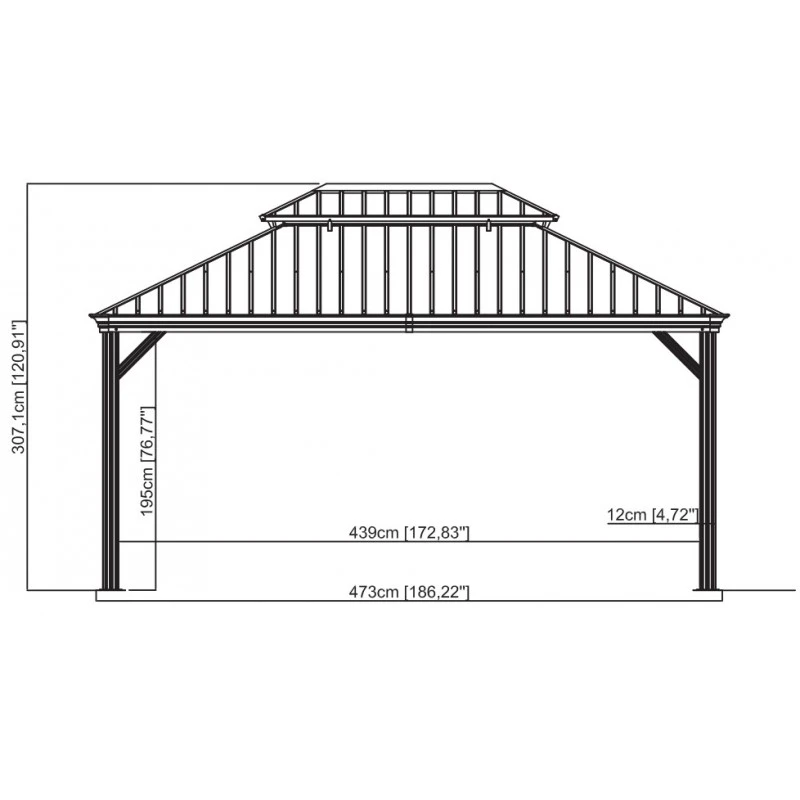 Pergola Alu Anthracite Et Acier Galvanisé Messina 3,63x4,83m - SOJAG – Image 3