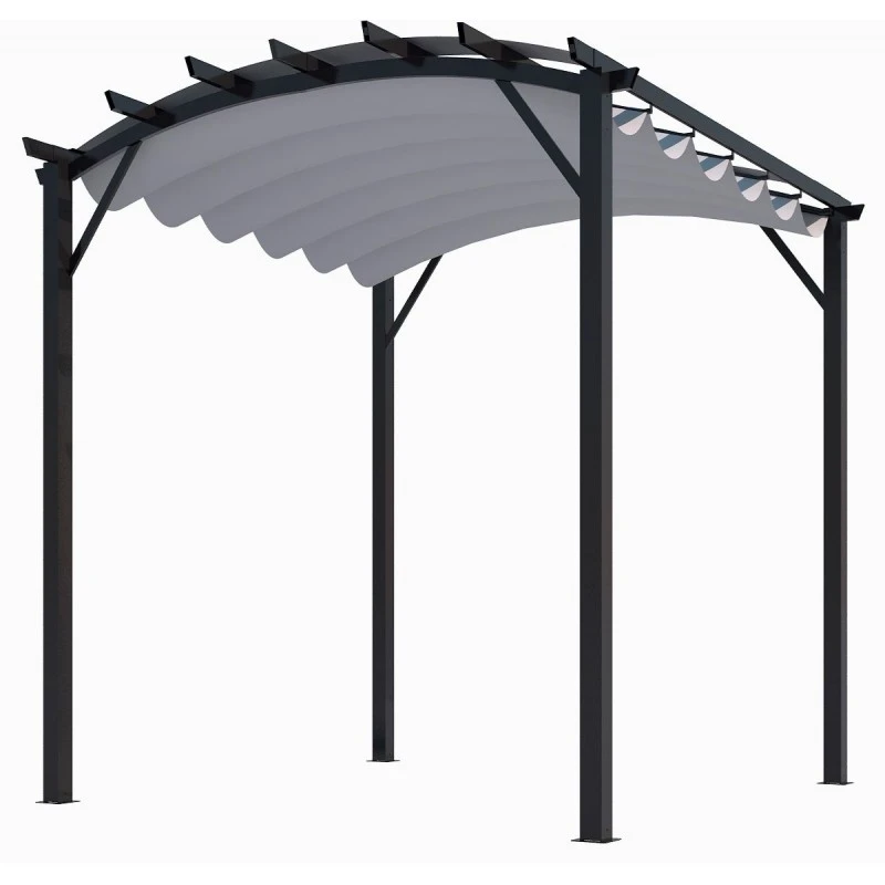 Pergola Arche Aluminium/acier Gris Anthracite 11,22m² Avec Toit En Toile Polyester 140gr/m² Gris HABRITA – Image 2