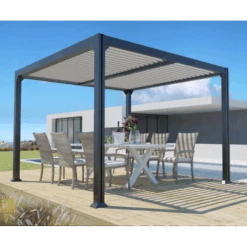 Pergola Bioclimatique Autoportante 300x300cm Lames 13cm - Gris - DENVER - Couleurs Du Monde