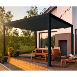 Pergola Bioclimatique Autoportante En Alu Anthracite 3x4m Ombrea