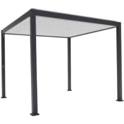 Pergola Bioclimatique Autoportante En Alu Anthracite - Lames Blanches - 3x4m Ombrea