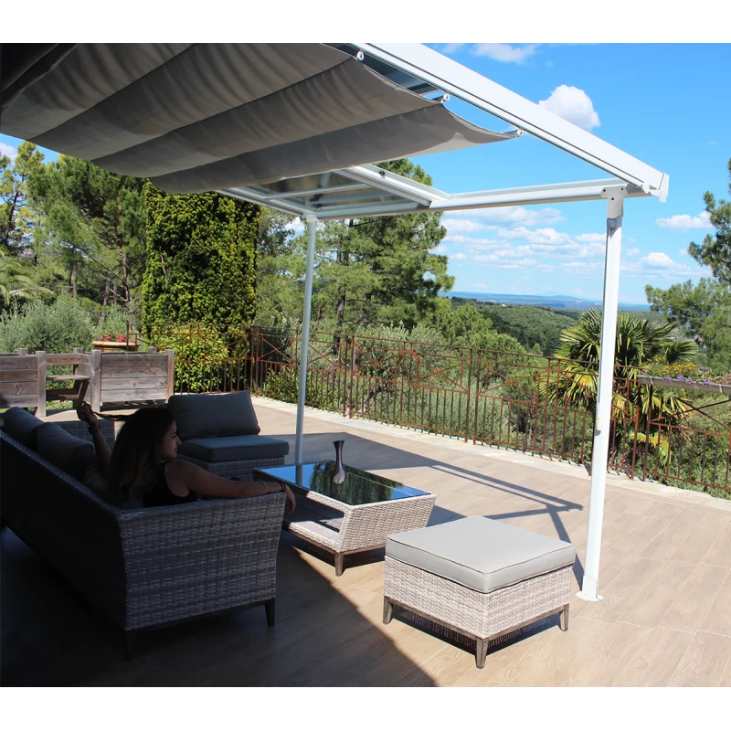 Pergola En Aluminium Thermolaqué Et Polycarbonate Blanc 360x300cm - ODESSA - Couleurs Du Monde – Image 2