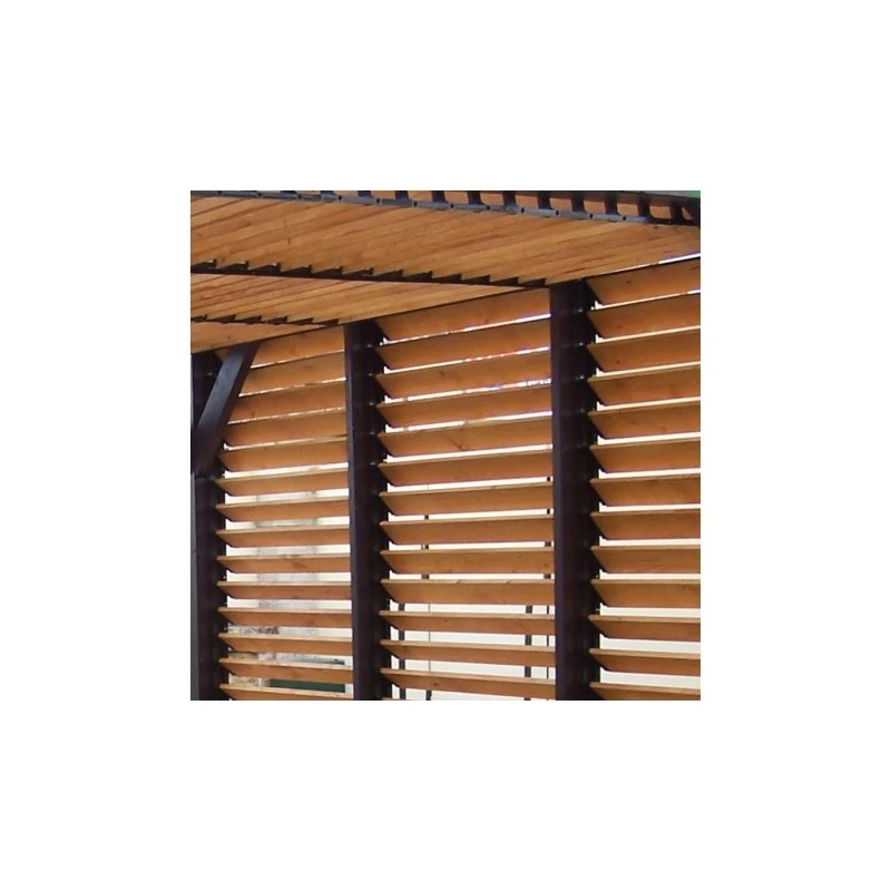 Pergola En Bois Avec Ventelles Amovibles Sur Toiture + 1 Côté 340x360x217cm Veneto – Image 4