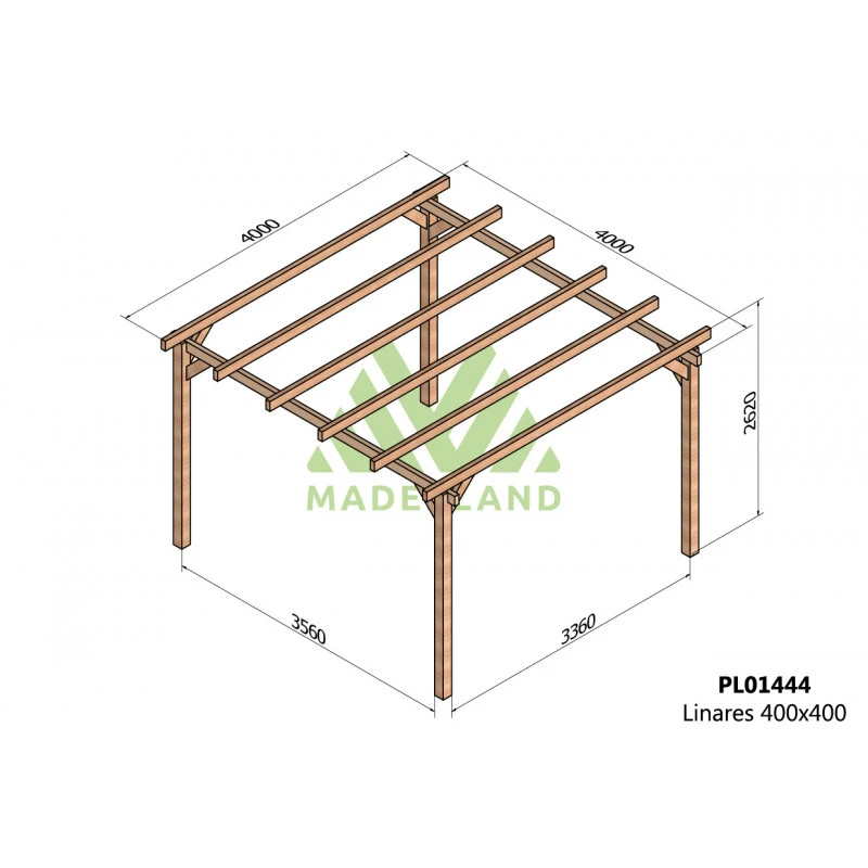 Pergola En Bois Lamellé-collé 400x400cm Linares – Maderland – Image 2