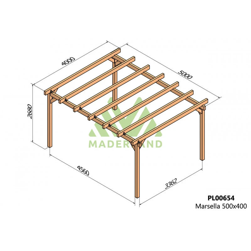 Pergola En Bois Lamellé-collé 500x400cm Marsella – Maderland – Image 2