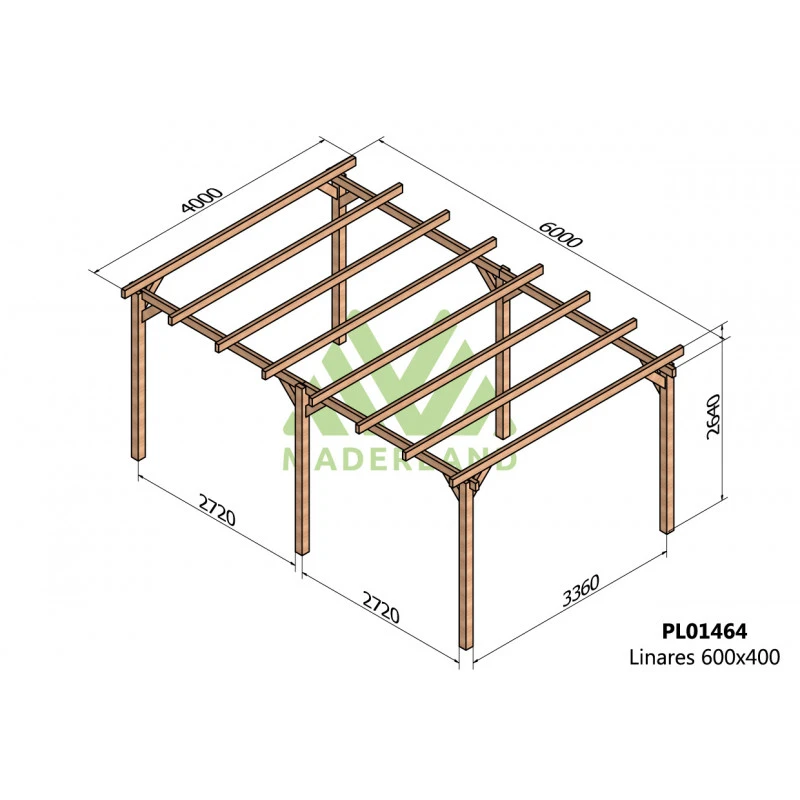 Pergola En Bois Lamellé-collé 600x400cm Linares – Maderland – Image 2