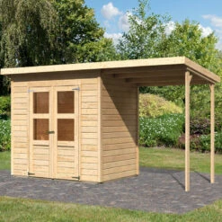 Petit Abri De Jardin En Bois 3,26m² Merseburg 3 + Appentis - Karibu